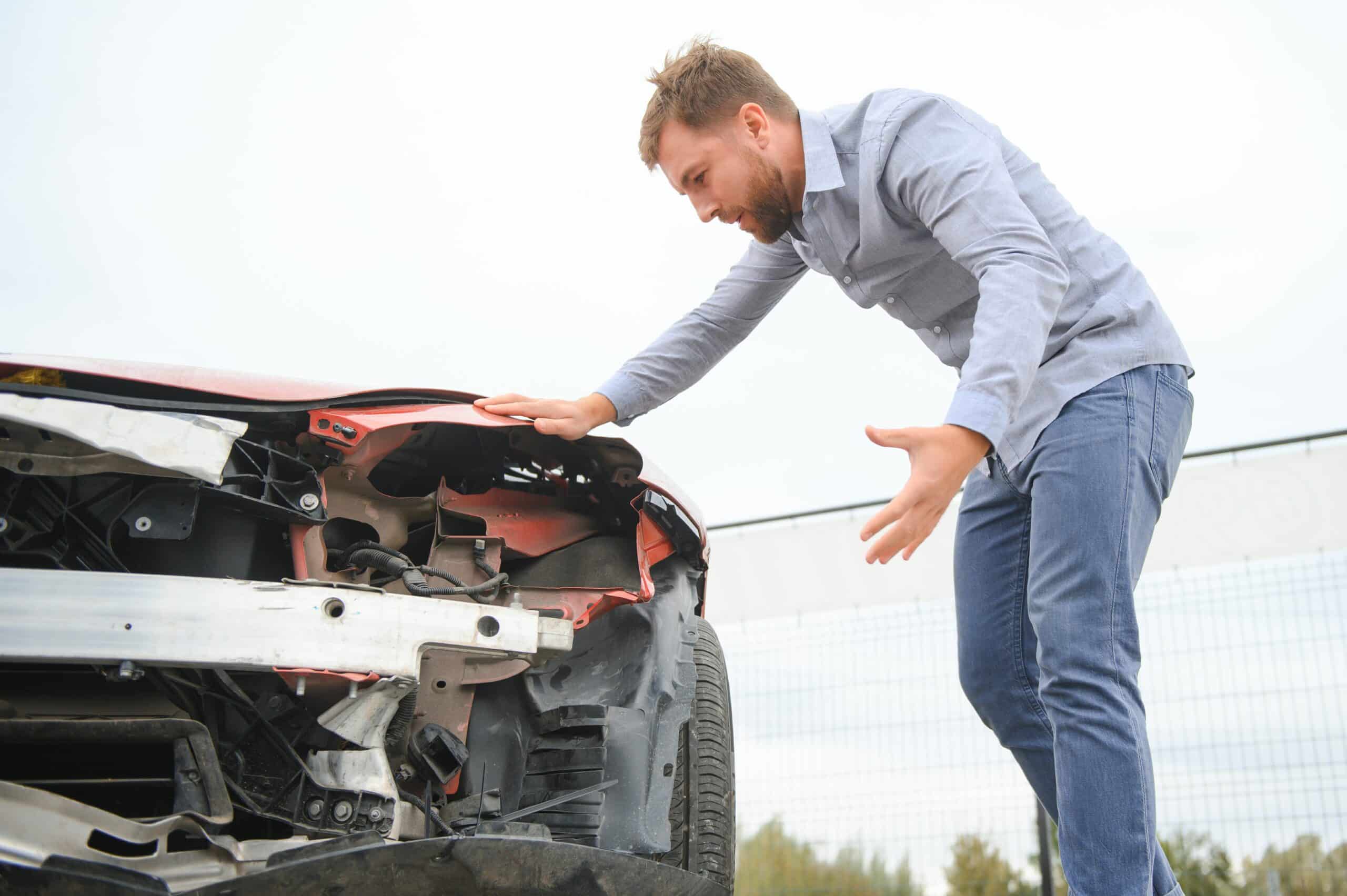 Upset driver After Traffic Accident.
